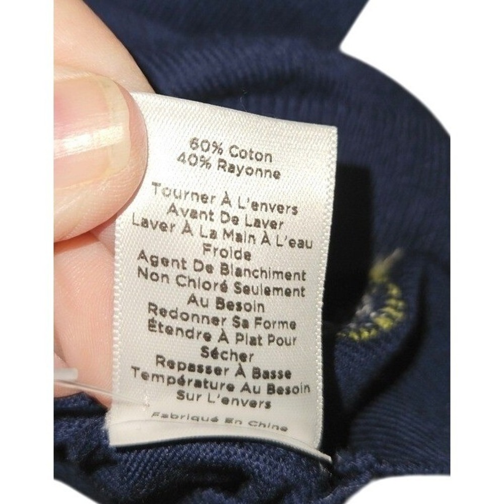 Talbots Petite 2XP Lemon Beaded Sweater Navy Blue Lightweight Top Preppy Coastal - Picture 9 of 9